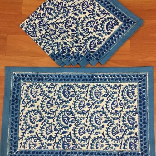Tokai Home Premium Nebula Hand-block print table mats and napkins