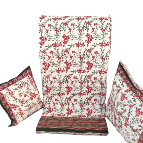 Tokai Home Premium Burdock Hand-block printed Quilted Pillow Cover