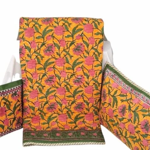Tokai Home Premium Astragalus Hand-block printed Quilted Pillow Cover