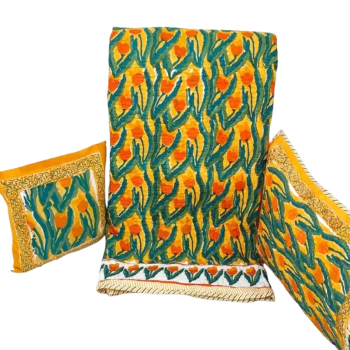 Tokai Home Premium Apache Hand-block printed Quilted Pillow Cover