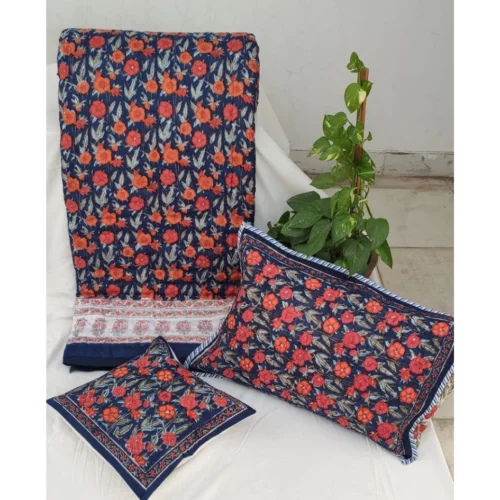 Tokai Home Premium Ambrosia Hand-block printed Quilted Pillow Cover