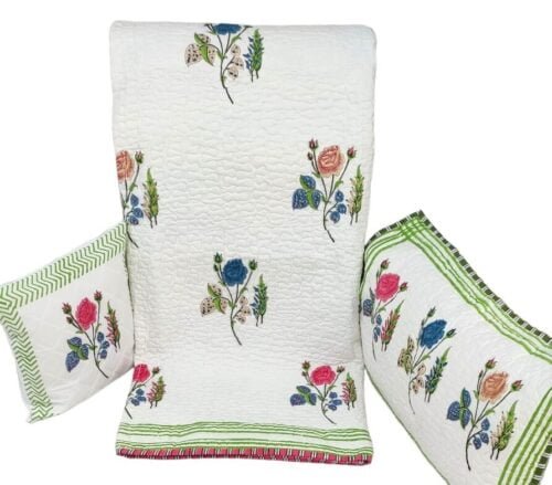 Tokai Home Premium Amarnath Hand-block printed Quilted Pillow Cover