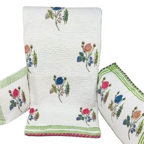 Tokai Home Premium Amarnath Hand-block printed Quilted Pillow Cover