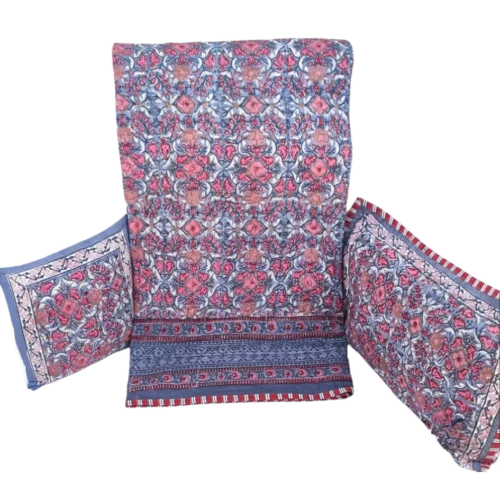 Tokai Home Premium Oregano Hand-block printed Quilted Pillow Cover