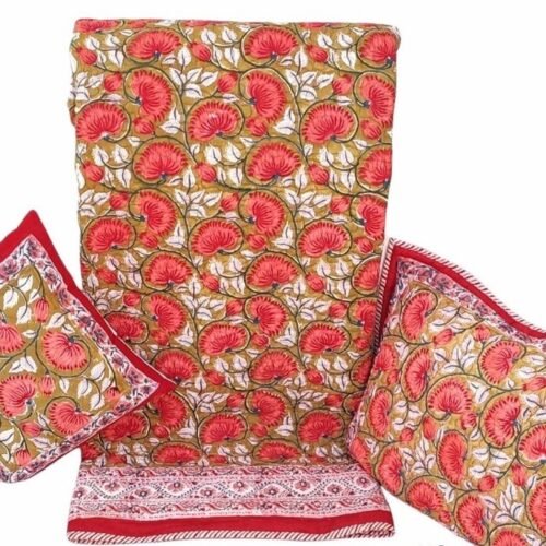 Tokai Home Premium Rudbeckia Hand-block printed Quilted Pillow Cover