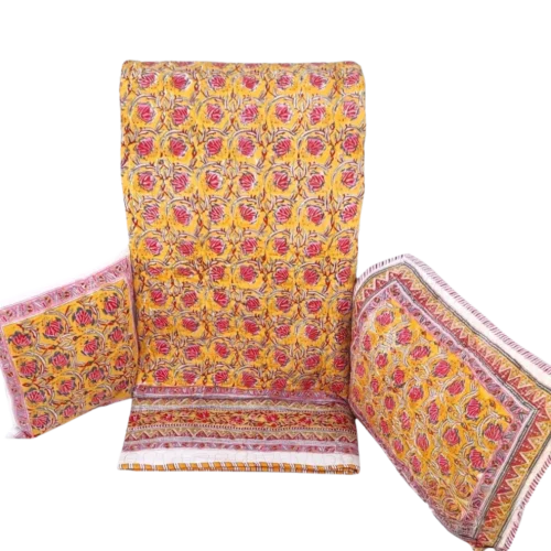 Tokai Home Premium Caltha Hand-block printed Quilted Pillow Cover