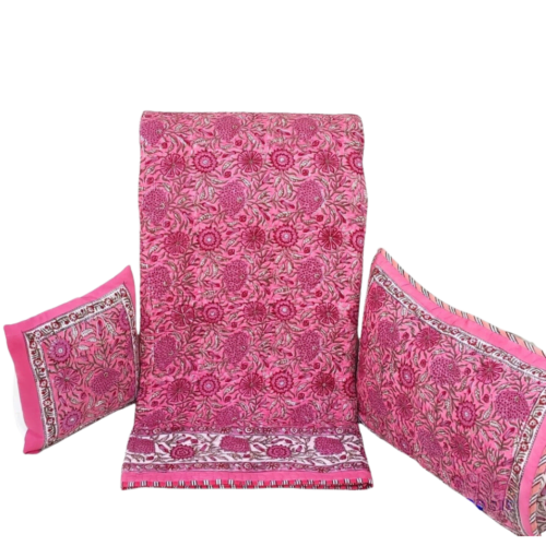 Tokai Home Premium Ballet Bloom Hand-block printed Quilted Pillow Cover