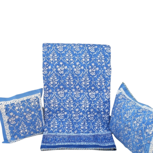 Tokai Home Premium Lazuli Hand Block Printed Quilted Pillow Cover