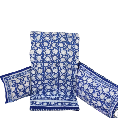 Tokai Home Premium Azure Hand-block printed Quilted Pillow Cover