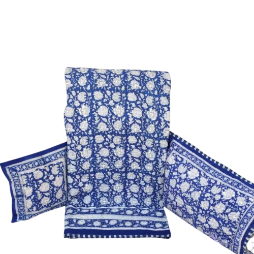 Tokai Home Premium Azure Hand-block printed Quilted Pillow Cover