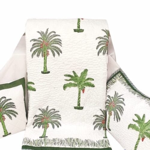 Tokai Home Premium Bletilla Hand-block printed Quilted Pillow Cover