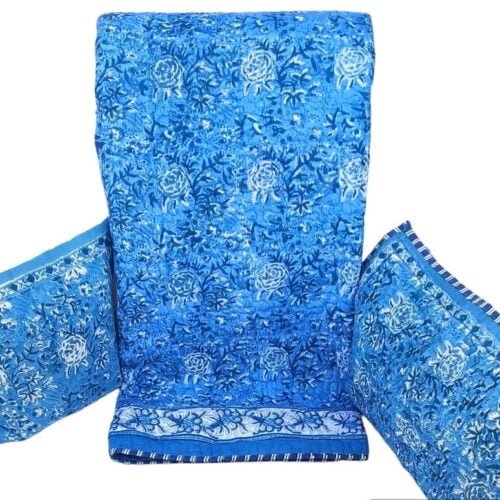 Tokai Home Premium Hortensia Hand-block printed Quilted Pillow Cover