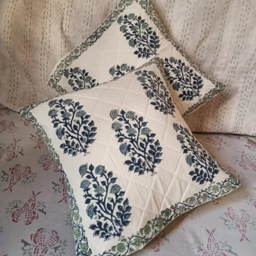 Tokai Home Premium Hand-block print Quilted Cushion Covers 1