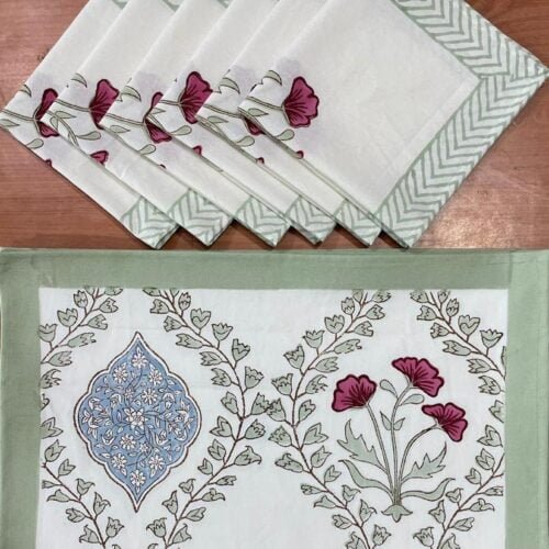 Tokai Home Premium Hand-block print Table Mats and Napkins 9