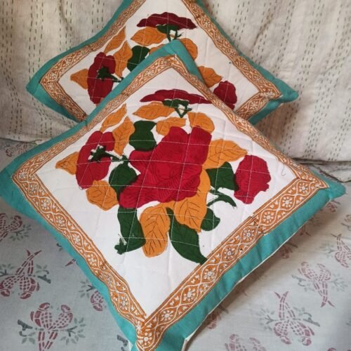 Tokai Home Premium Hand-block print Quilted Cushion Covers 12