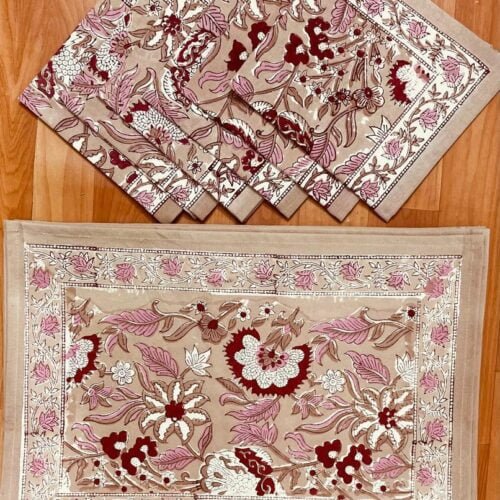 Tokai Home Premium Hand-block print Table Mats and Napkins 10