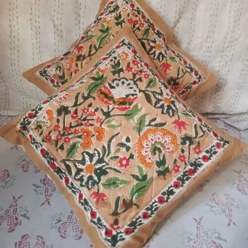 Tokai Home Premium Hand-block print Quilted Cushion Covers 14
