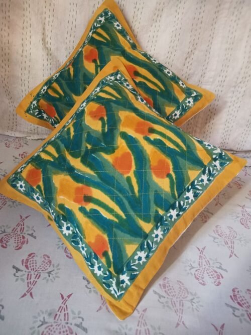 Tokai Home Premium Hand-block print Quilted Cushion Covers 15