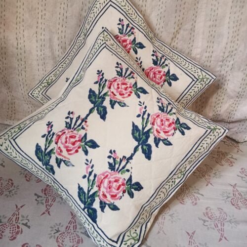 Tokai Home Premium Hand-block print Quilted Cushion Covers 19