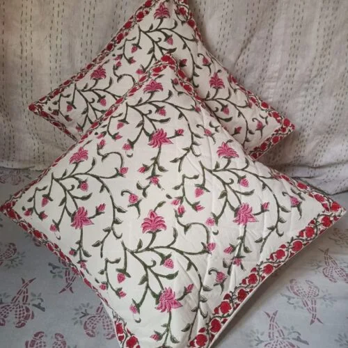 Tokai Home Premium Hand-block print Quilted Cushion Covers 20