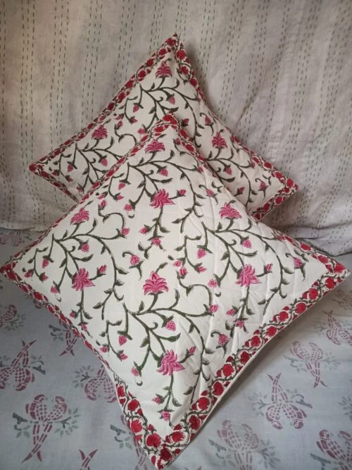 Tokai Home Premium Hand-block print Quilted Cushion Covers 20