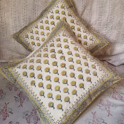 Tokai Home Premium Hand-block print Quilted Cushion Covers 25