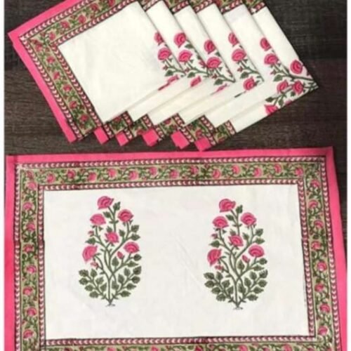 Tokai Home Premium Hand-block print Table Mats and Napkins 4