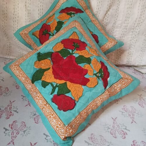 Tokai Home Premium Hand-block print Quilted Cushion Covers 5