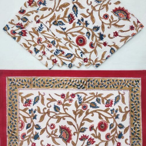 Tokai Home Premium Hand-block print Table Mats and Napkins 5