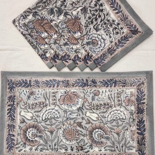 Tokai Home Premium Hand-block print Table Mats and Napkins 6