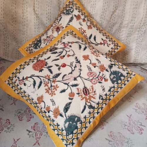 Tokai Home Premium Hand-block print Quilted Cushion Covers 8