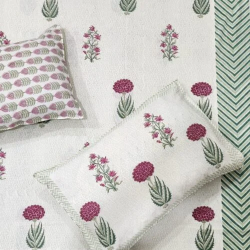 Tokai Home Hand block printed Cotton Super Duper King Size Bedsheet (with pillow) 1