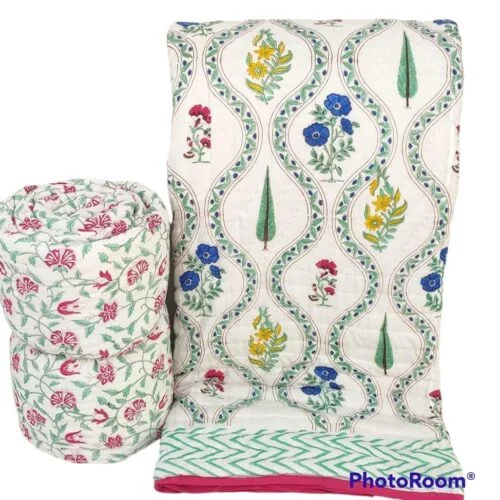 Tokai Home Premium Hand-block print Double Bed Reversible Rajai Quilt (90108) 10