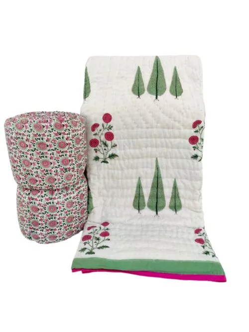 Tokai Home Premium Hand-block print Double Bed Reversible Rajai Quilt (90108) 4
