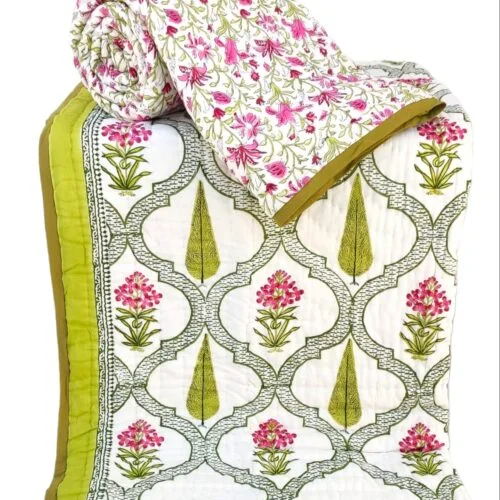 Tokai Home Premium Hand-block print Single Bed Reversible Rajai/ Quilt (60*90) 10