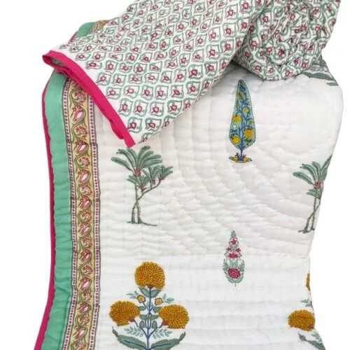 Tokai Home Premium Hand-block print Single Bed Reversible Rajai/ Quilt (60*90) 11