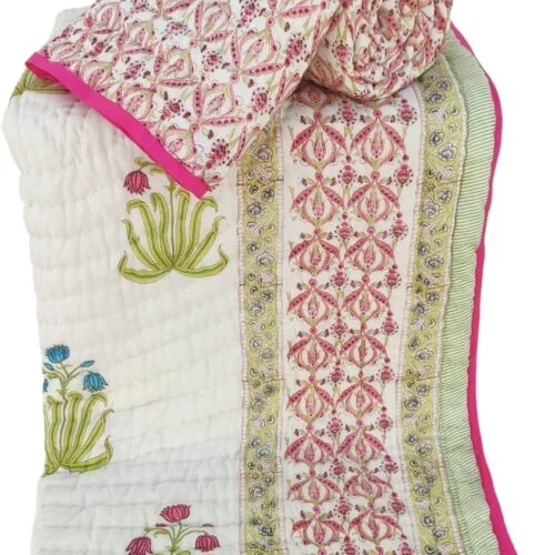 Tokai Home Premium Hand-block print Single Bed Reversible Rajai/ Quilt (60*90) 3