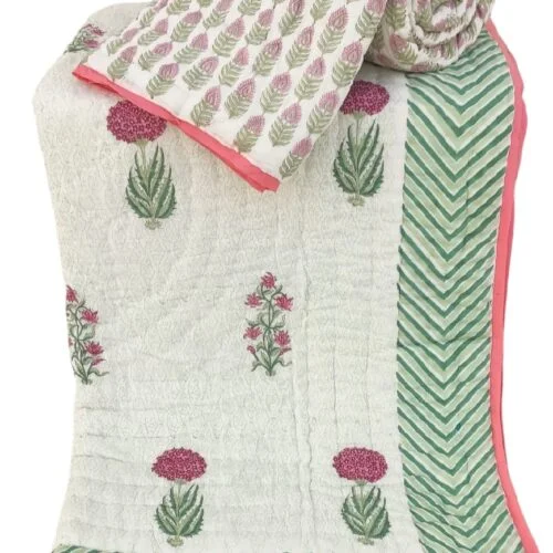 Tokai Home Premium Hand-block print Single Bed Reversible Rajai/ Quilt (60*90) 4