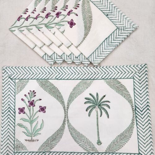 Tokai Home Premium Hand-block print Table Mats and Napkins 3