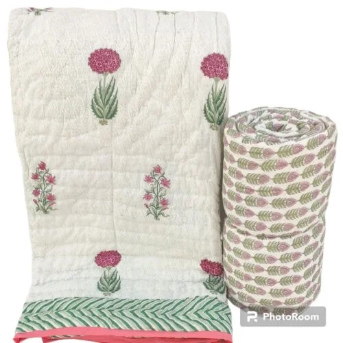 Tokai Home Premium Hand-block print Double Bed Reversible Rajai Quilt (90108) 1